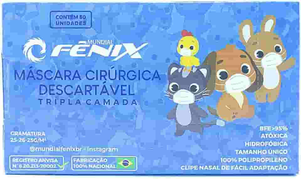 Máscara Cirúrgica Descartável Tripla INFANTIL Branca com 50 unidades