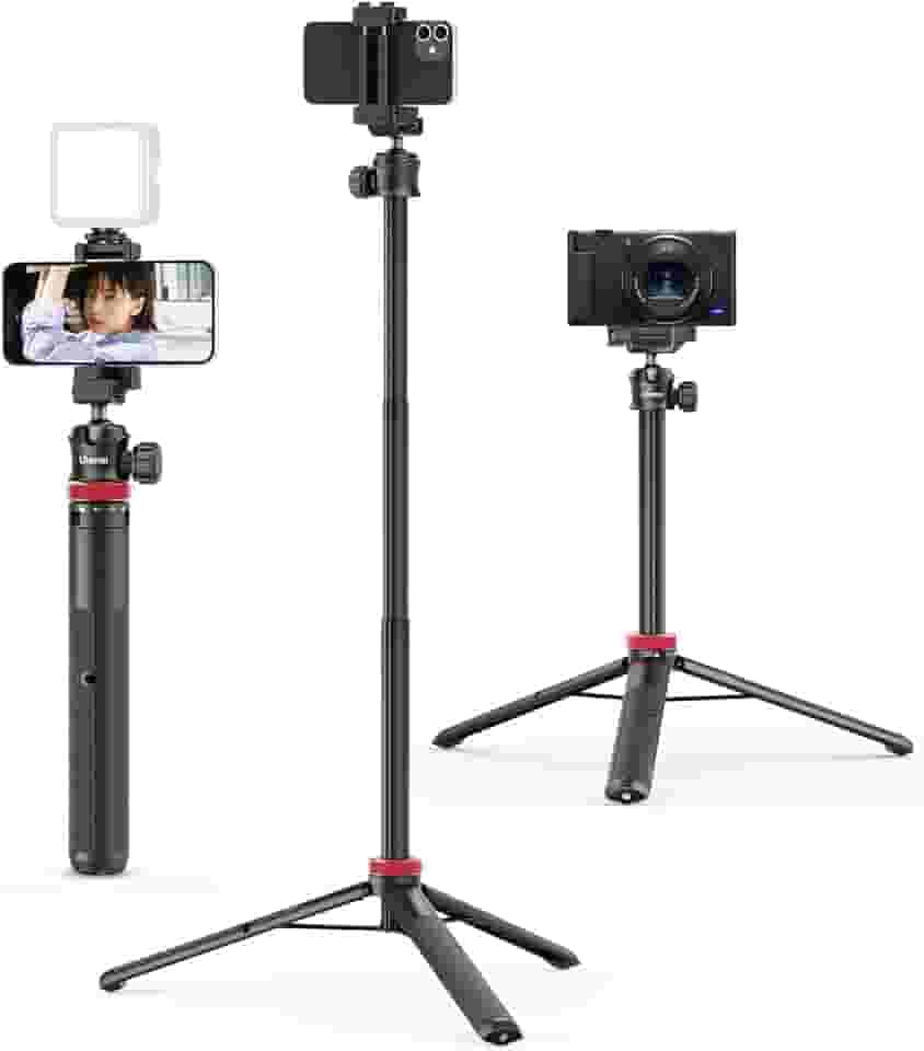 ULANZI MT-44 Tripé para Celular Extensível, 150cm com Clip 2 em 1 e Cabeça Esférica 360° para iPhone/Sony/Canon/DJI Osmo Action, Tripé de Viagem Leve