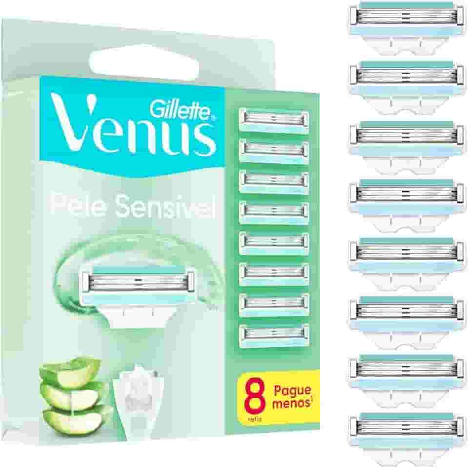 Gillette Venus Pele Sensível Carga para Aparelho de Depilar com Aloe Vera, 8 uds