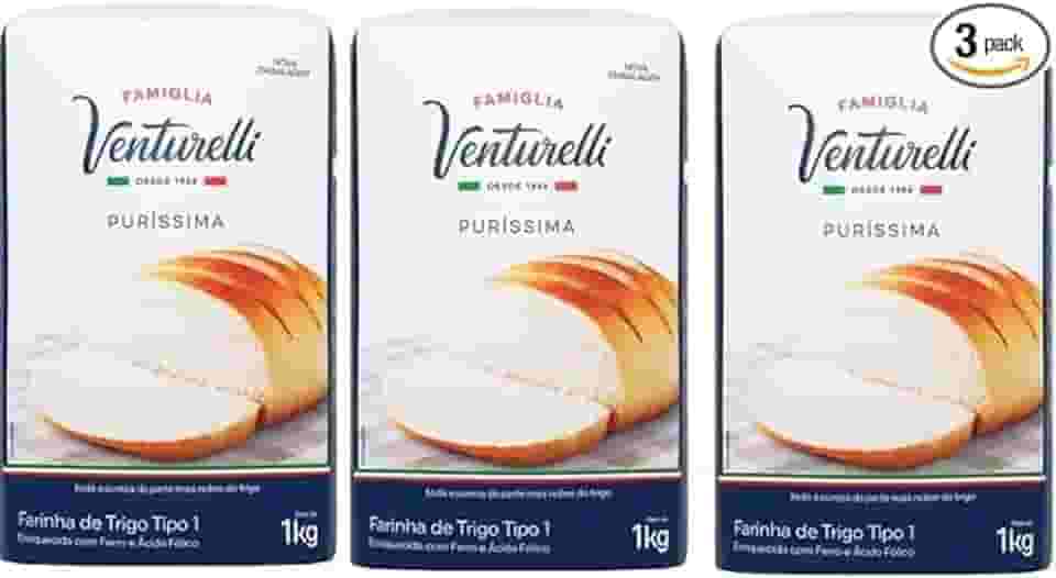 Farinha De Trigo Tipo 1 Famiglia Venturelli Puríssima pct 1 Kg 3 Unidades