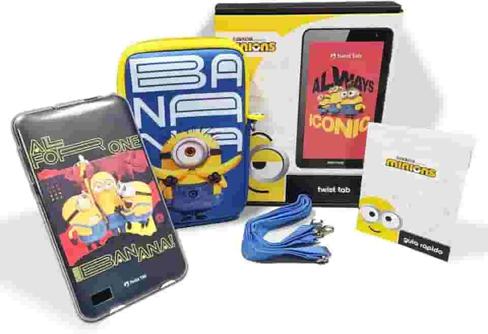 Positivo Twist Tab Minions+ 2GB RAM + 64GB Armazenamento, Tela de 7', Android 11 Go, Bateria 3100mAh​ - Preto - Inclui 2 itens de proteção - (Capa e Bolsa de Transporte)