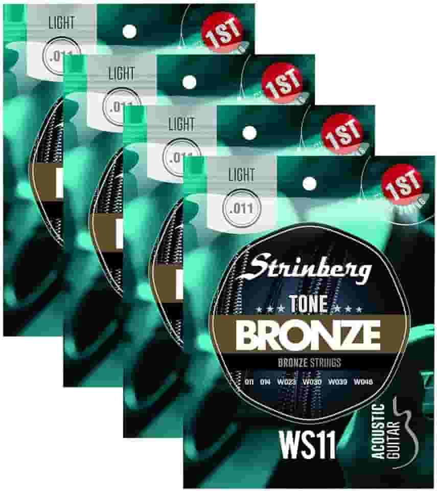 Kit Com 04 Encordoamentos Cordas Para Violão Aço Strinberg 011