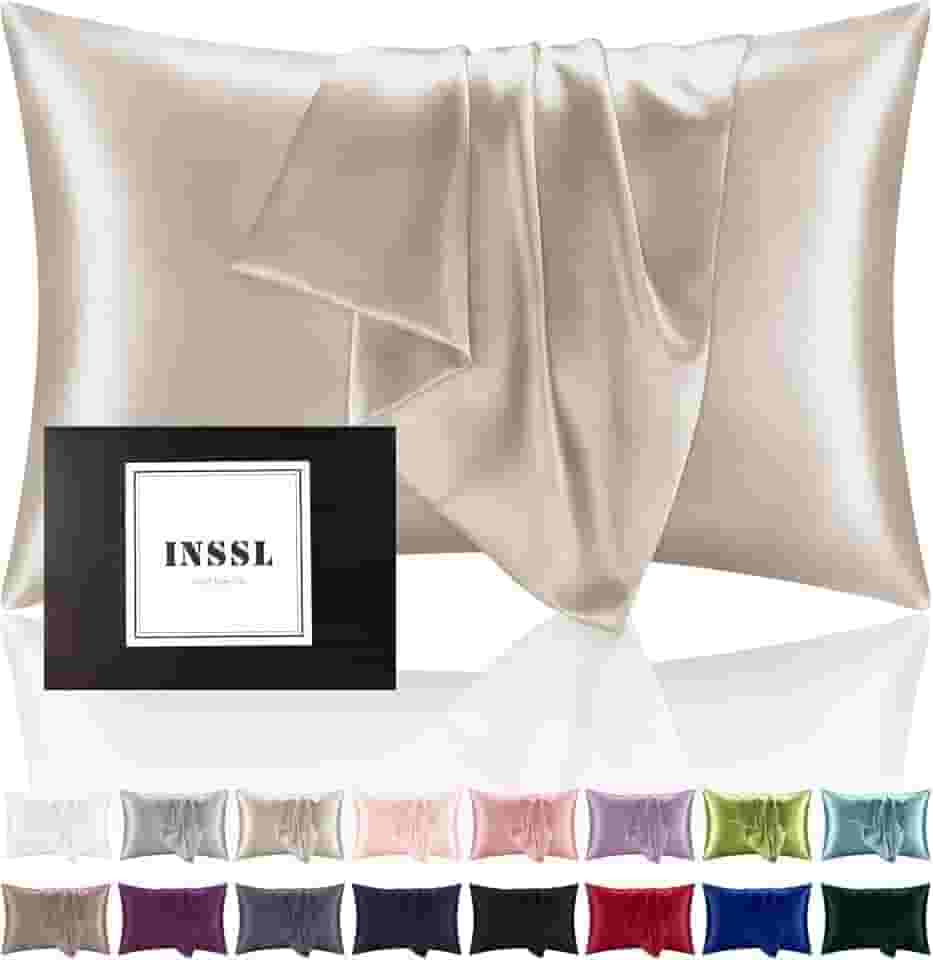 INSSL Fronha de seda para mulheres, fronha de seda de amoreira para cabelo e pele e fique confortável e respirável durante o sono (padrão, castanho-acinzentado)