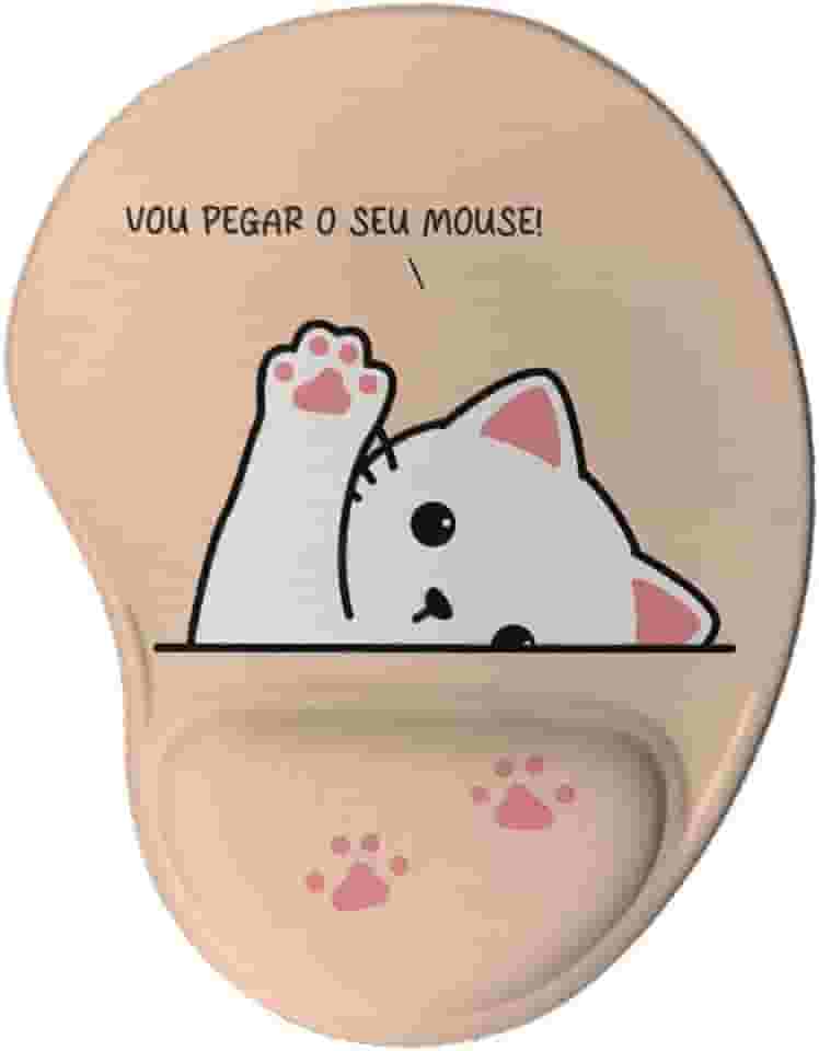 Geek Vip, Mouse Pad Ergonômico Divertido - Gatinho Vou Pegar o Seu Mouse cor:Rosa