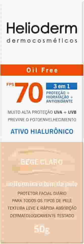 Protetor Facial Diário Helioderm Oil Free FPS 70 Bege Claro