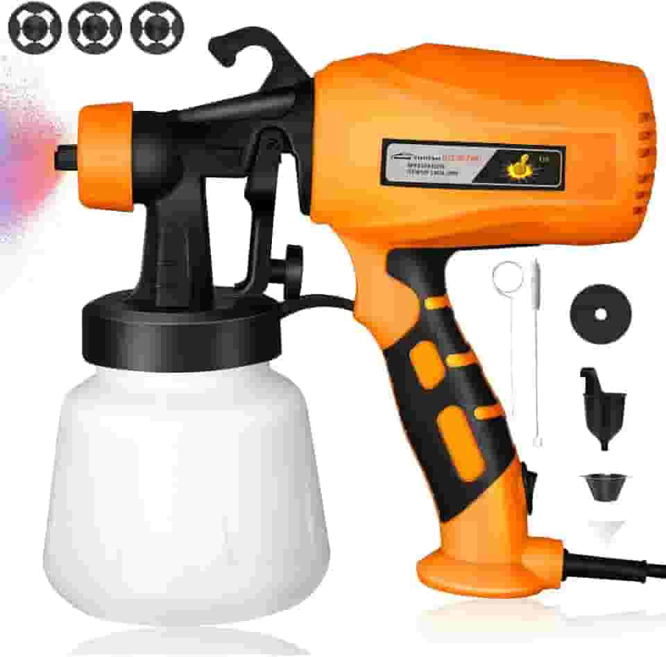 Pistola Elétrica para Pintura 550W - Pulverizador de Tinta com 4 Bicos, 3 Padrões (Horizontal/Vertical/Circular) - Ideal para Parede, Móveis, Carros - Para Iniciantes e Profissionais (110V)