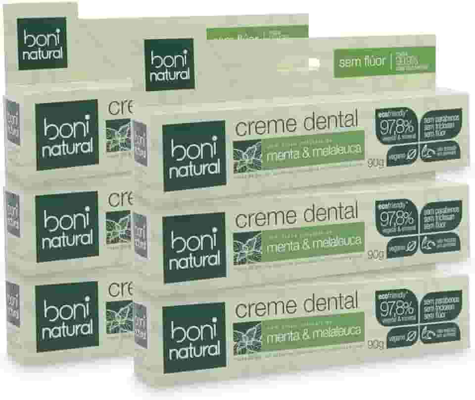 KIT 6 Creme Dental Boni Natural Menta e Melaleuca 90g