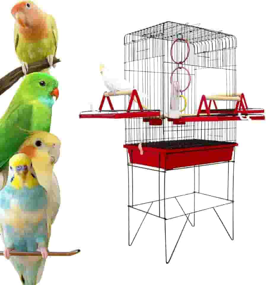 Viveiro Para Calopsita Grande Triplex Slim Playground Gaiola Para Pássaros (Vermelho)