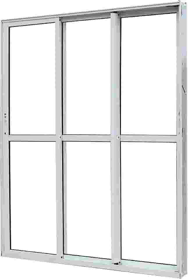 Porta de Sacada de Correr de Alumínio Branco 3 Folhas Móveis Atlântica Magnum