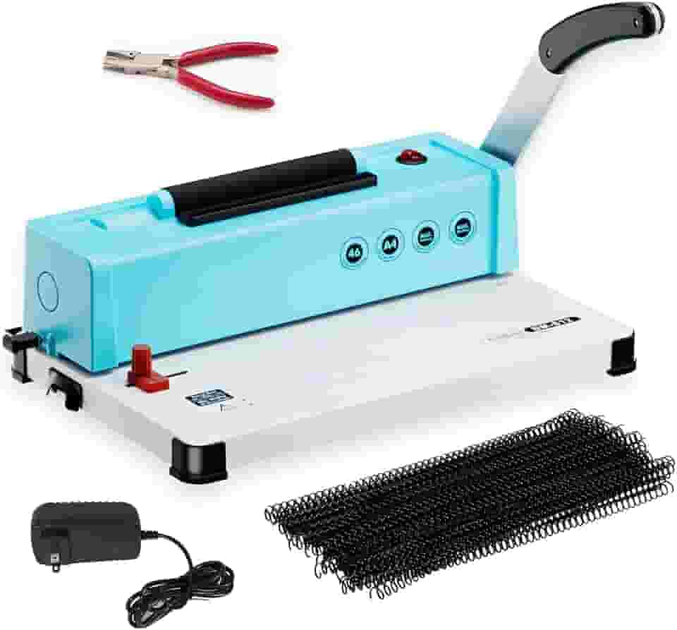 Kit Encadernadora Perfuradora Fechadora 3:1 Wire-o Com 200 Espirais Profissional Para Escritório, Escola, A4, A5, Até 34 Furos, Ideal Para Apostilas, Cadernos, Relatórios