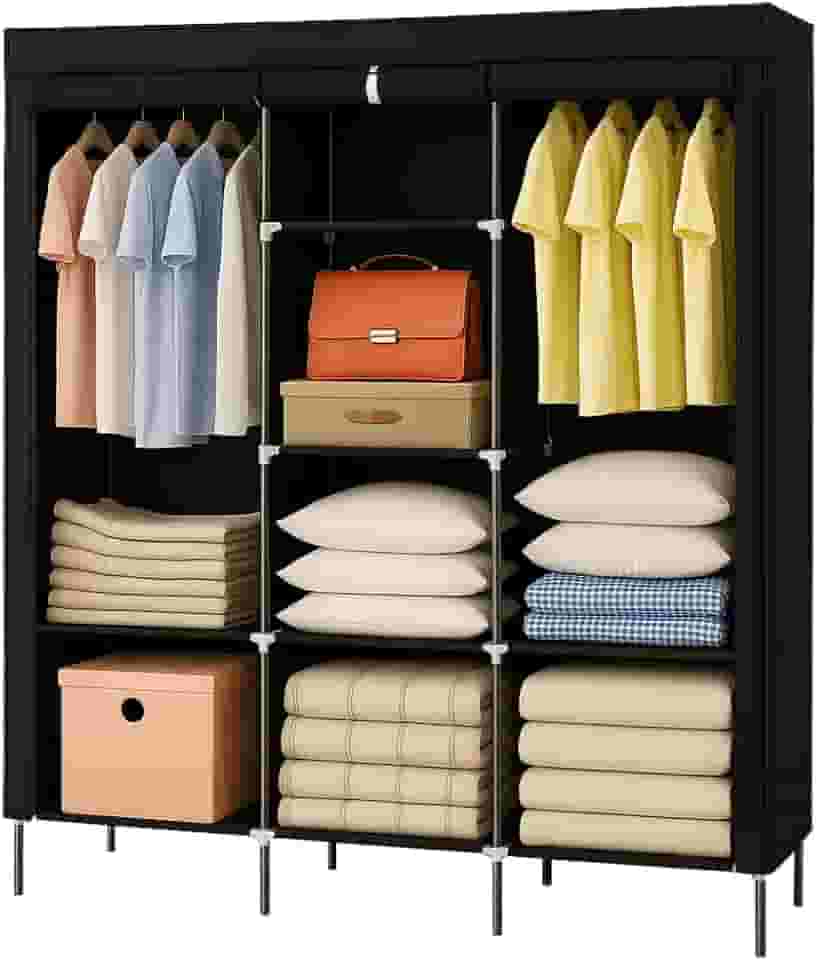 Guarda Roupa Dobrável Preto Organizador De Roupa Armário Grande Closet Ideal para Apartamento