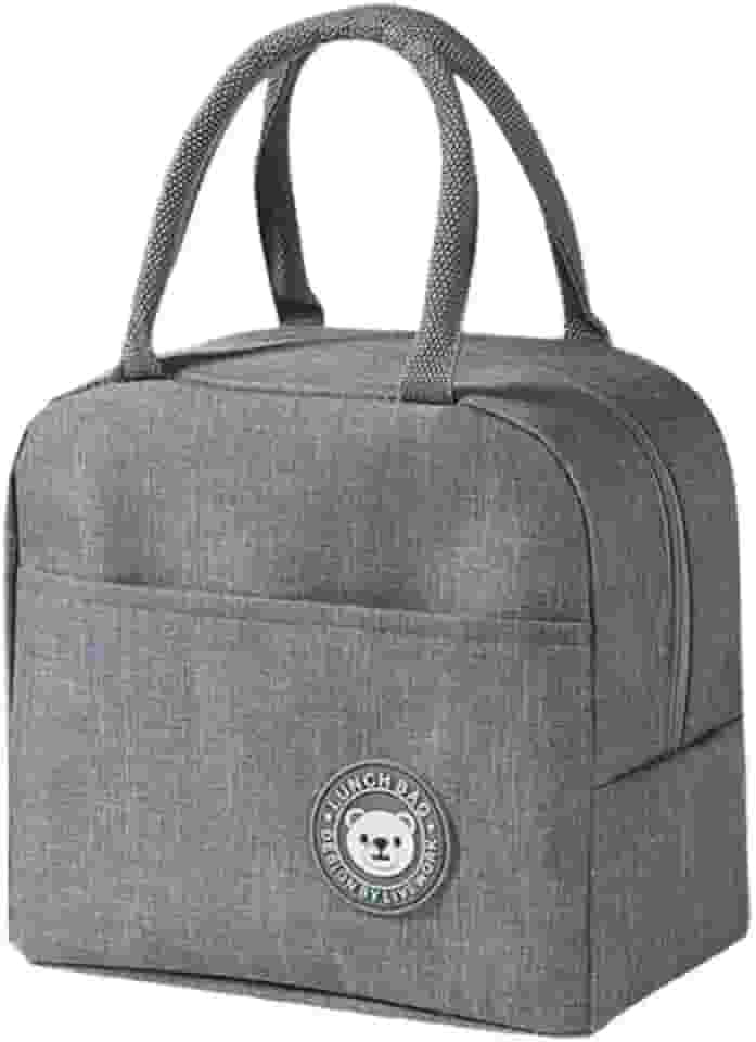 Lancheira Térmica Reutilizável para Marmita – Bolsa Sacola à Prova de Vazamentos, Mantém Alimentos Quentes e Frios, Ideal para Academia, Trabalho e Passeios – (Cinza)