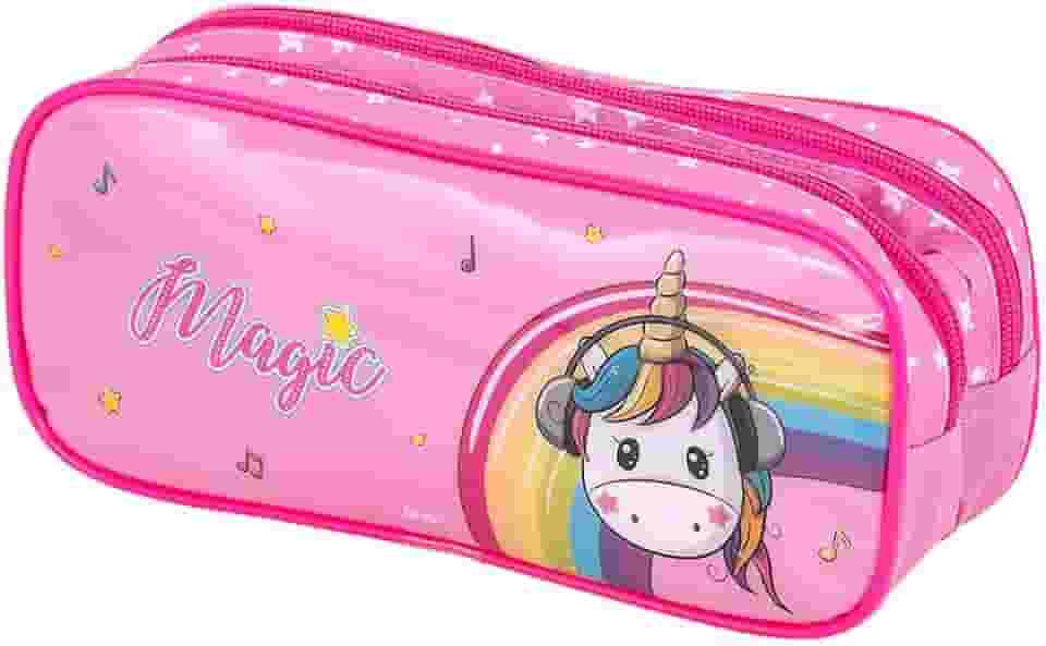Estojo Duplo Unicórnio Magic Rosa BRW