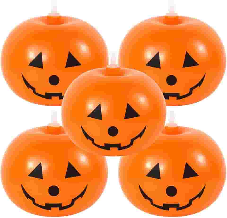 Kit 5 Balões Abóbora Halloween com Luz LED RGB Bexigas Decorativas para Festa, Mesa ou Pendurar Iluminação Noturna, Decoração Assustadora e Reutilizável para Eventos Temáticos