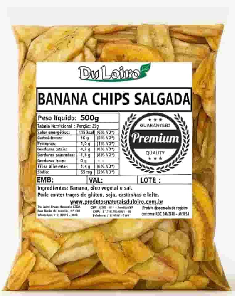 Banana Chips Salgada – Crocante e Natural (500g)