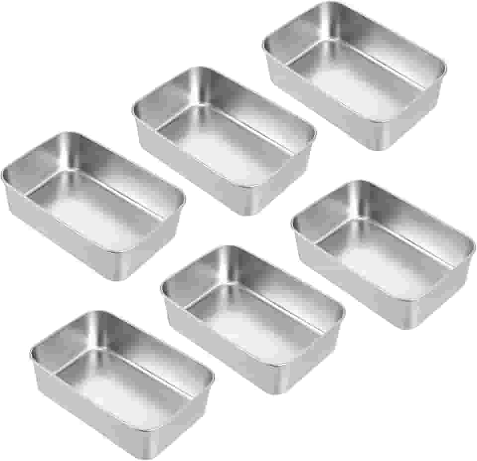 DIVINA VITAE Pacote com 6 formas de pão sanduíche, 22 x 12 cm de profundidade em aço inoxidável, formas de pão de carne para assar bolo de carne