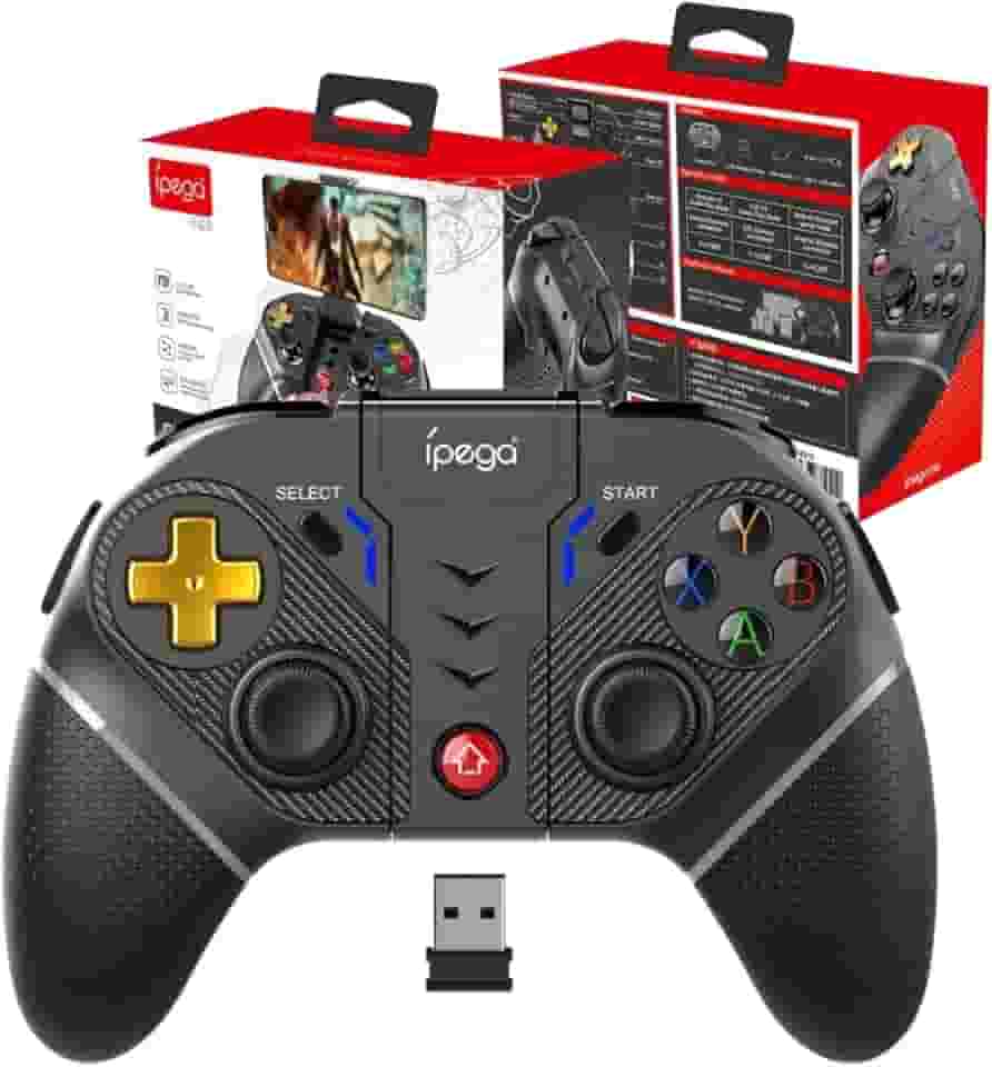 Controle Gamepad Gamer PG-9218 Sem Fio Com Dongle Wireless 2.4Ghz Compatível Com Celular Android iOS Smart TV Tablet PC Computador PS3 PS4 N-S I Controle para Jogos Mobile Smartphone com Suporte Flexível Suporta Cloud Gaming