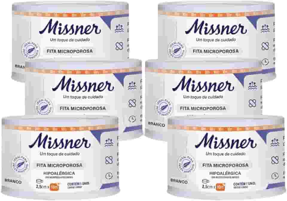 Fita Microporosa Hipoalérgica Branca 2,5 cm x 10 m (MISSNER) - KIT COM 6 UNIDADES