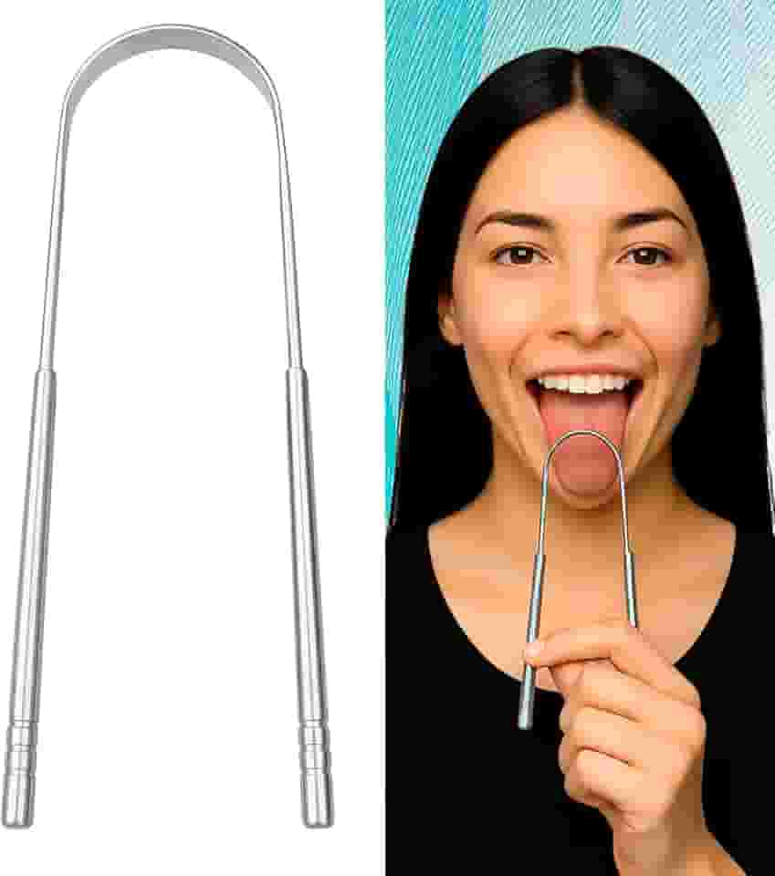 Raspador de Língua Aço Inoxidável - Higiene Oral Completa, Remove Mau Hálito, Super Durável, Ergonômico e Fácil de Limpar