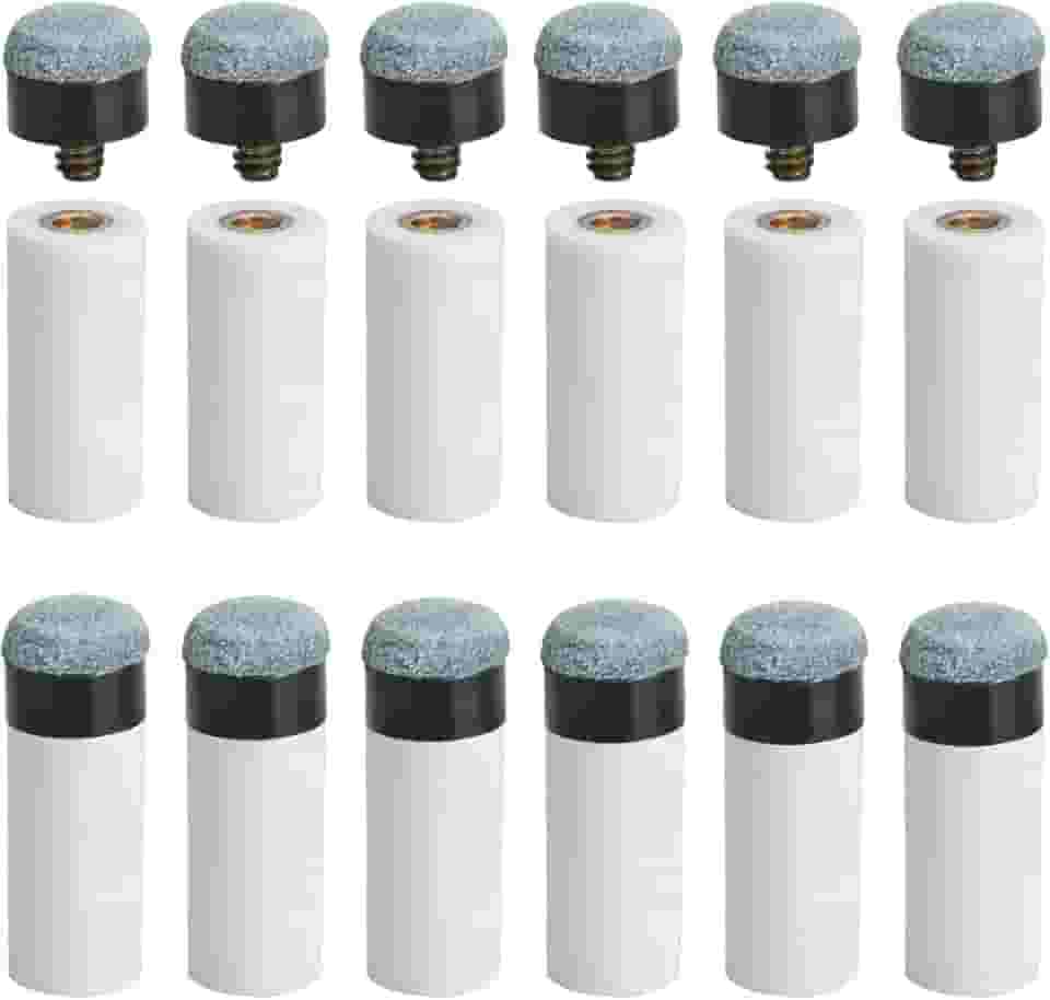 AccEncyc Conjunto de 12 pontas de tacos de bilhar de substituição com ponteiras brancas para taco de bilhar com ponteiras brancas para taco de bilhar pontas de taco de sinuca de 12 mm Kit de