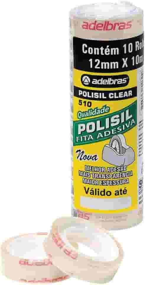 Fita Adesiva Polisil 12Mmx10M.Transparente Pacote Com 10-2241