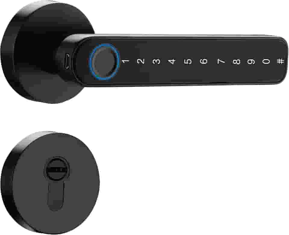 Geonav, Hi by Geonav Fechadura Digital Inteligente Bluetooth de Embutir, Compatível com Alexa, Biometria, Senhas, Aplicativo e Chave mecânica, Autonomia de Bateria de até 1 ano, IP43, HIFBE02BK, Preto