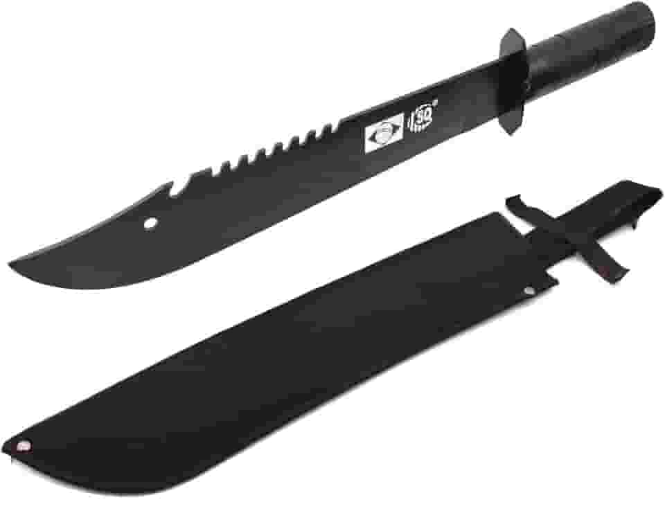 Facão esportivo tático com porta objetos no cabo militar