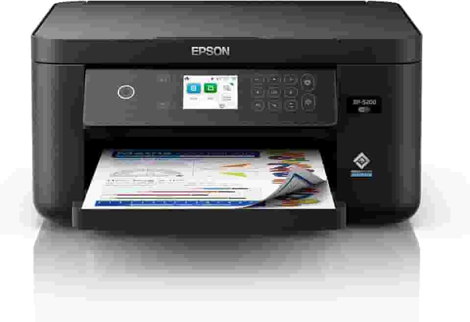 Epson Expression Home XP-5200 Impressora multifuncional colorida sem fio com digitalização, cópia, impressão frente e verso automática, fotos sem bordas, bandeja de papel para 150 folhas e tela