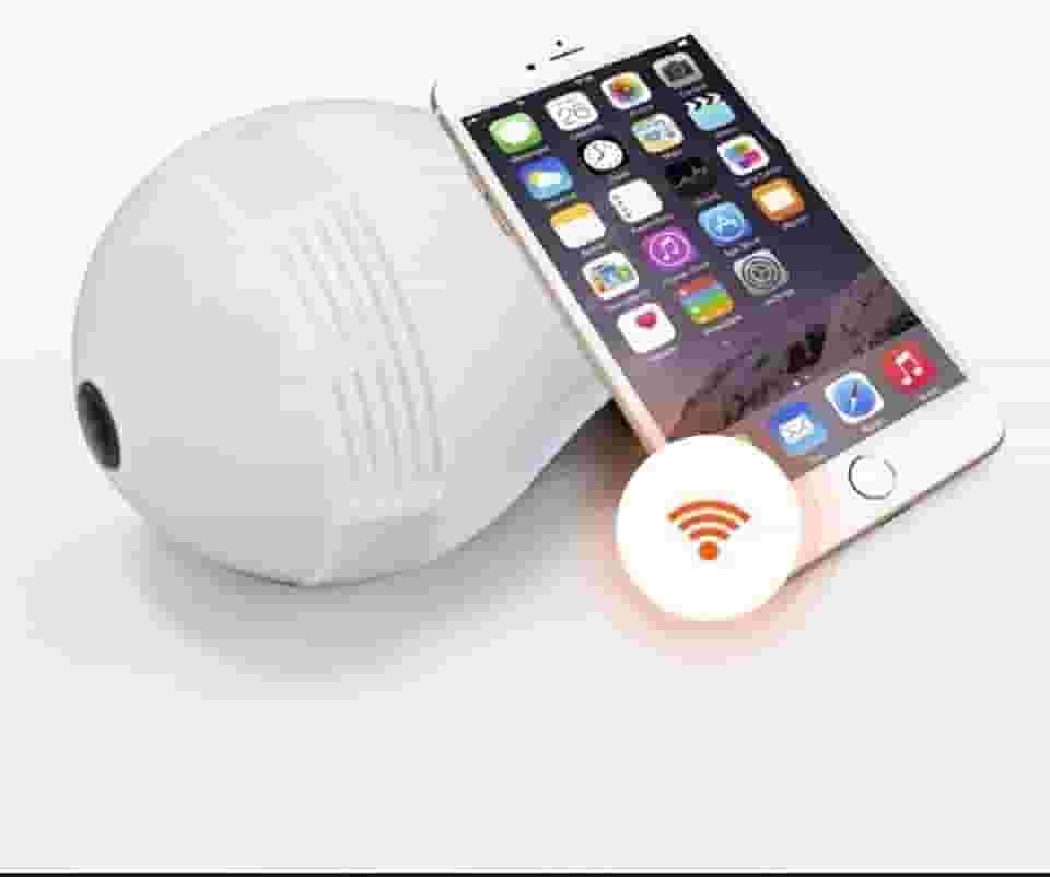 Camera Lampada Alta Definicao 360 Panoramica Espia Wifi Ip Seguraca Vr V380