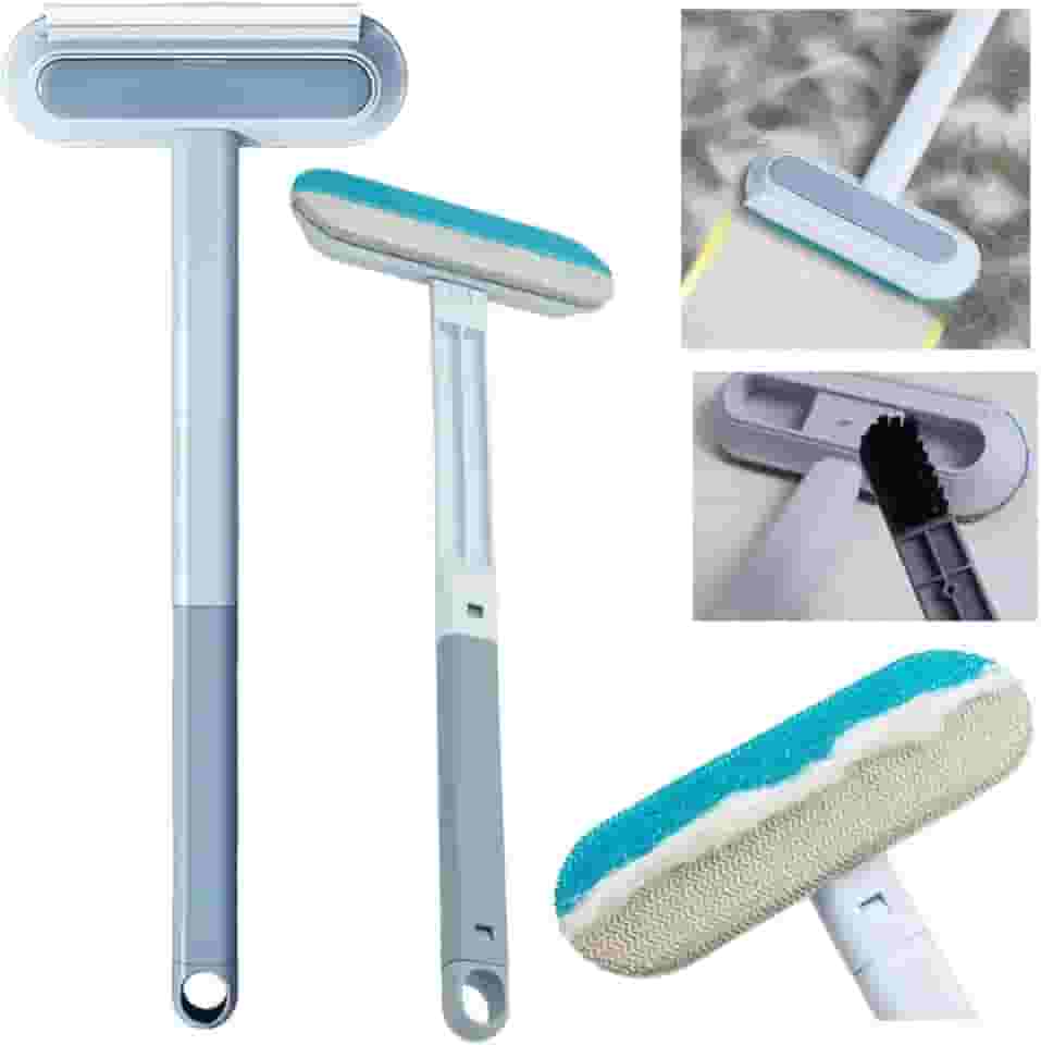 Escova Multiuso 4 em 1, Ideal para Vidros, Remove Pelos de Animais, Rodo de Silicone e cabo extensor com 48cm