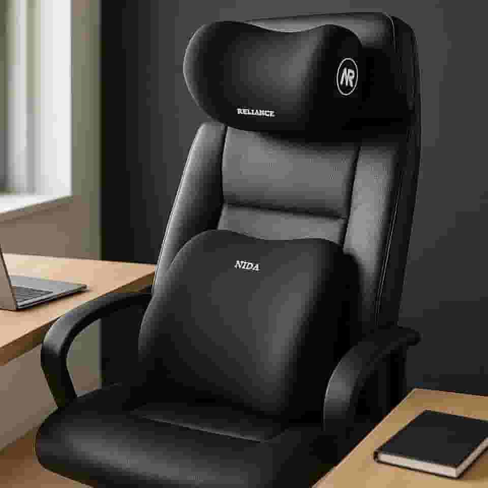 Kit Premium Almofada Lombar E Cervical Ergonômica Espuma De Memória Para Carro, Cadeira Escritório, 2 Peças, Conforto Postural, Marca VARENZIA