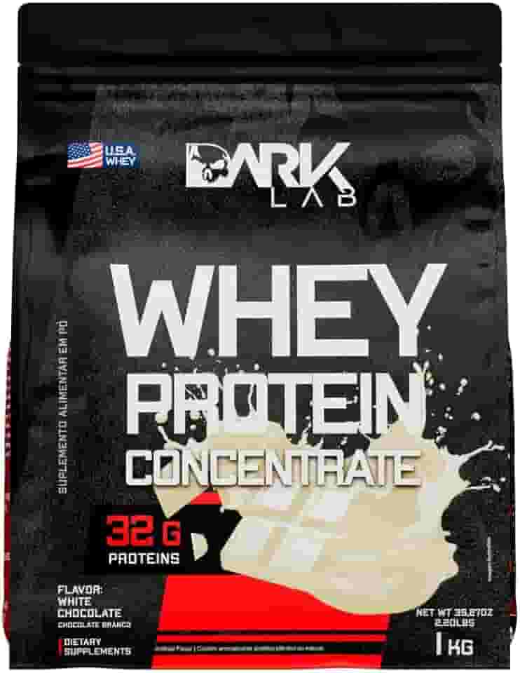 Whey Protein Concentrado Dark Lab, 1kg, Chocolate Branco, Ganho de Massa Muscular