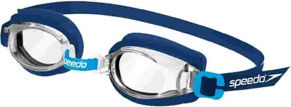 Óculos de Natação Infantil, Speedo, Jr Captain, Lentes Com Proteção UV, Narizeira Ajustável e Tiras Em Silicone