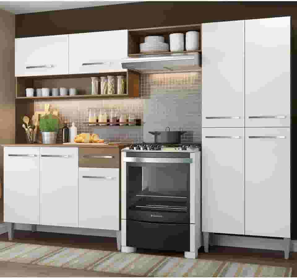 Cozinha Compacta Madesa Emilly Pop Com Armário e Balcão - Rustic/branco