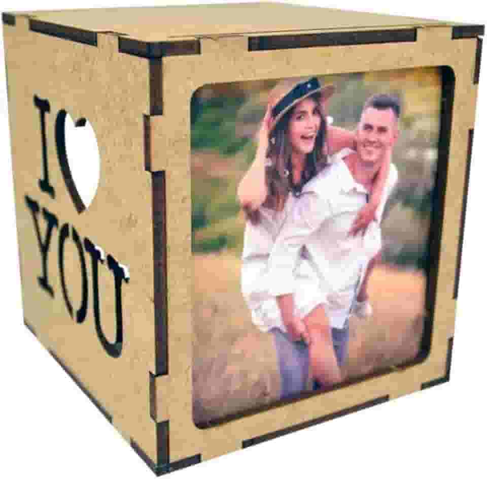 Cubo Porta Retrato Iluminado p dar de presente dia namorados