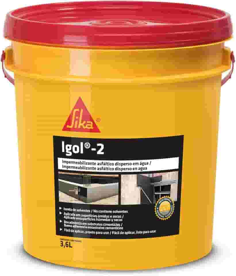 Sika - Impermeabilizante asfáltico - Igol-2 Preto - Concreto, fibrocimento e argamassa - Fácil aplicação - Galão 3,6L