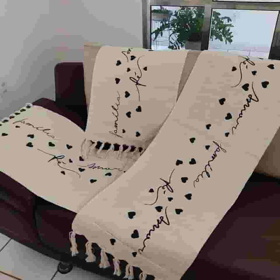 Tapete Para Cozinha Jogo Kit Conjunto Passadeira Com 3 Peças Estampado Desenho Geometrico Frases Algodão Decoração Casa Tear