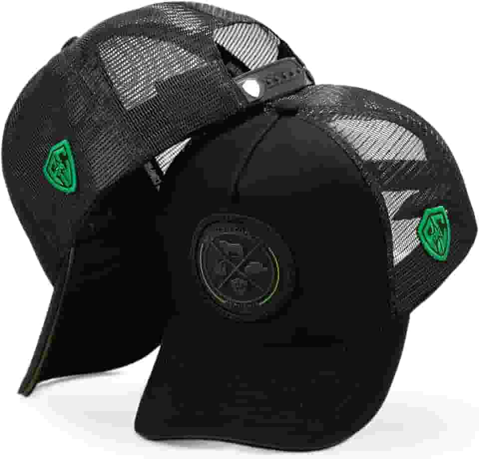 Boné Trucker Preto com Emblema Pecuária Country Preto/Musgo