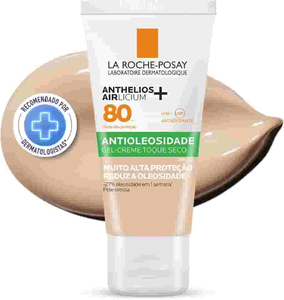 La Roche-Posay, Anthelios Airlicium, Protetor Solar Facial Antioleosidade com Cor, Controle de Oleosidade, Efeito Matte, Toque limpo, Ação anti-transferência da cor, Cobertura