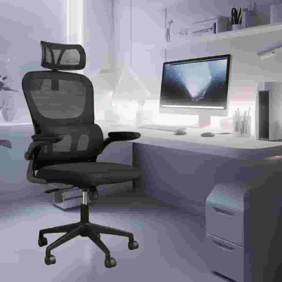 Cadeira de Escritorio Ergonomica com Suporte Lombar Com Estofado de Tela Mesh Inclinavel Ajustavel TOTUS LIFE