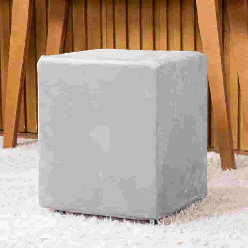 Capa de Puff Quadrado Avulsa Lisa Ajustável com Elástico - Tecido Veludo Suede Decoração Banquinho Luxo Para Sala Quarto Pufe Banco Protetor Banqueta Centro (Cinza)