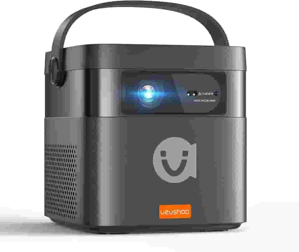 VEVSHAO Mini Projetor V50 4K 1080P 3D full HD, Foco Automático, Portátil Inteligente WiFi BT 5.0, Bateria de 15000mAh, Conveniente para Projeção Externa