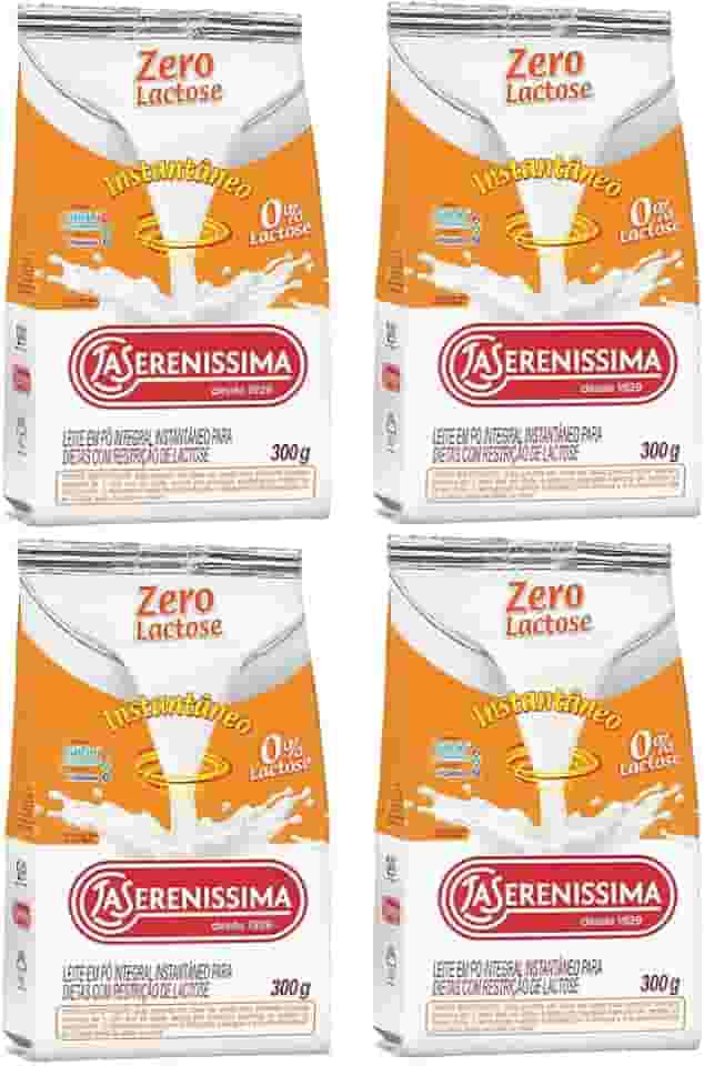 Combo 4 Un Leite em pó Zero Lactose integral instantâneo La Sereníssima 300g
