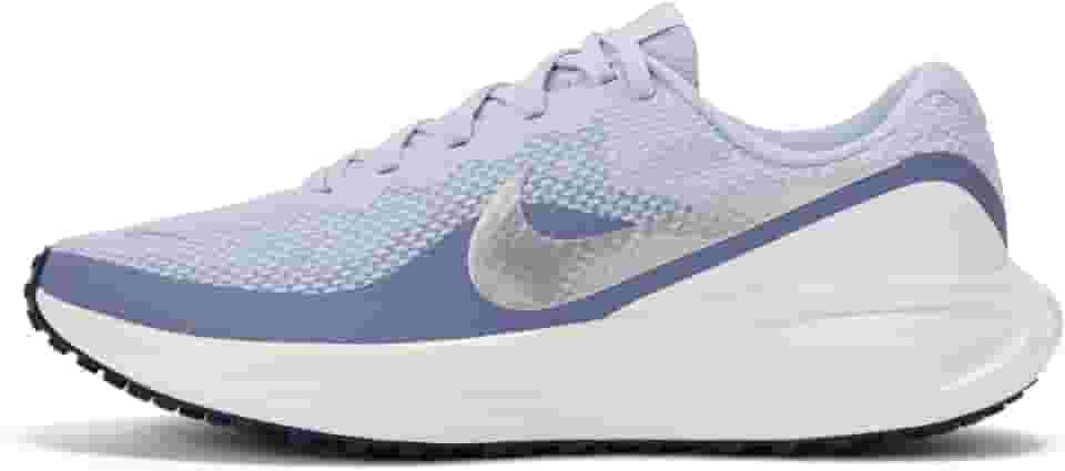 Tênis de corrida feminino Revolution 8 Road, Fantasma/prata metálica/índigo mundial, 37