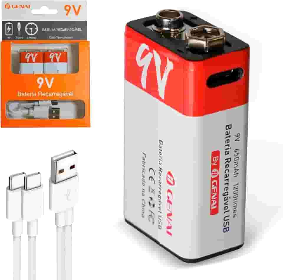 Bateria 9v Bateria 9v Recarregável 9 Volts Original Kit 2 Bateria 650mah