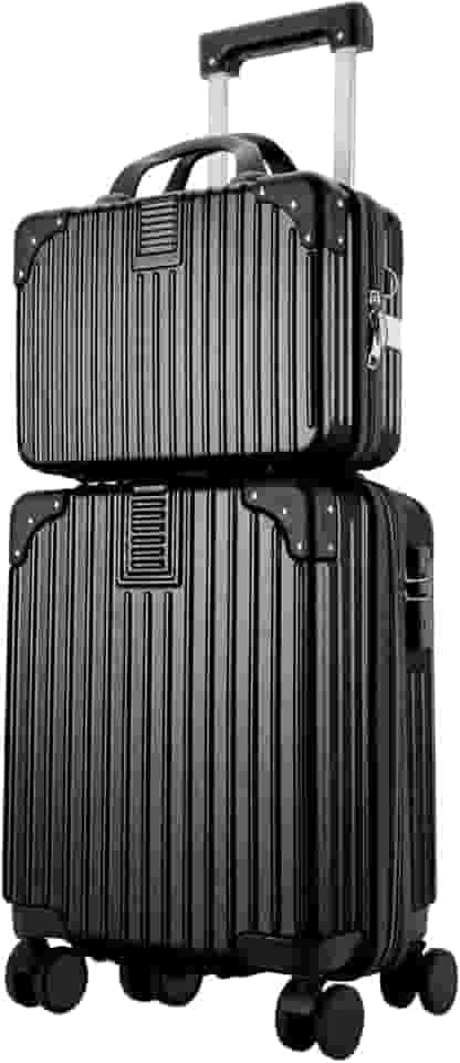 Mala de Bordo 10kg com frasqueira de viagem feminina Bagagem de Mão Expansivel Aprovada ANAC com 4 Rodízios removíveis 360° Cadeado AntiFurto TSA Mala de Viagem com zíper à prova de explosão preto