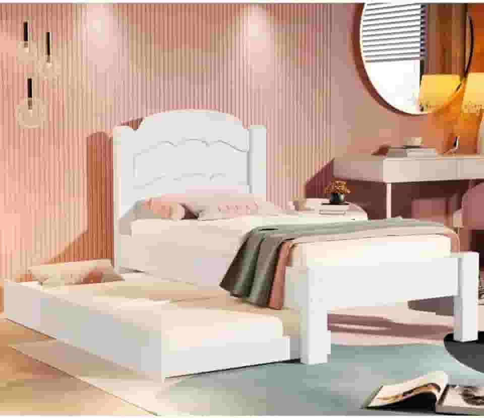 Cama Solteiro 100% MDF Com Auxiliar Embutida Prática e Versátil Branca