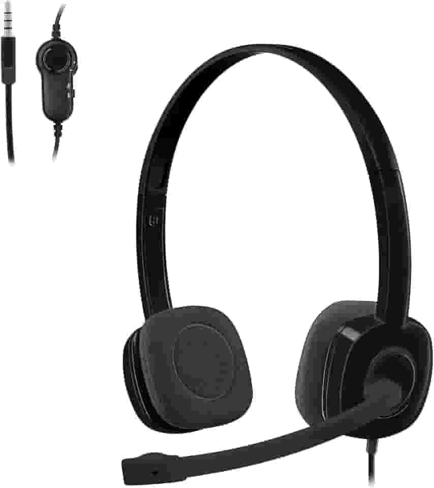 Headset com fio Logitech H151 com Microfone com Redução de Ruído e Conexão 3,5mm
