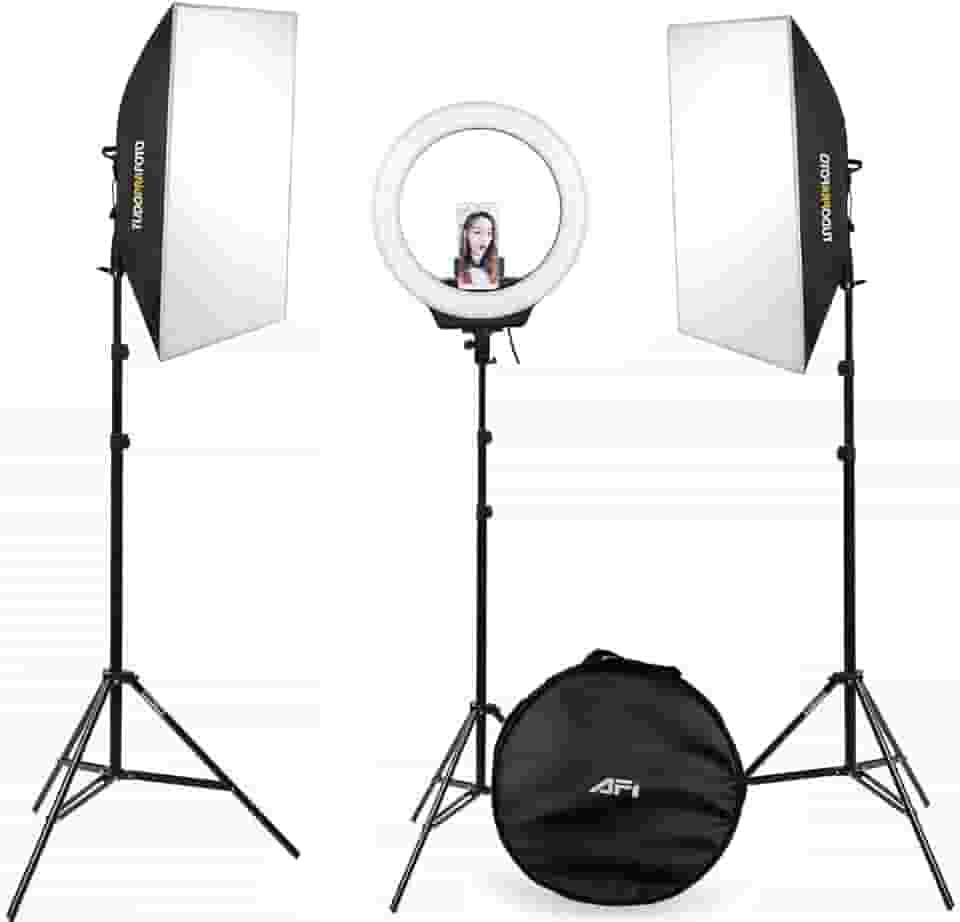 Luz de estúdio LED Softbox com Iluminador e Ring Light