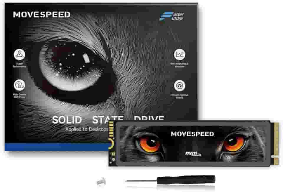 MOVE SPEED SSD HB7450 2TB para PS5 com dissipador de calor TLC NAND, PCIe 4.0 NVMe M.2 Unidade de estado sólido interna - até 7450 MB/s, expansão de armazenamento 3D, compatível com PS5, computadores